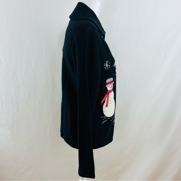 NWT Charter Club Christmas Snowman Full Zip Wool Cardigan Jacket Size M - Picture 4 of 16
